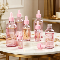 En stock – Flacon compte-gouttes en verre rose mignon avec couvercle rose, disponible en 5 ml, 10 ml, 15 ml, 20 ml, 30 ml, 50 ml, 100 ml