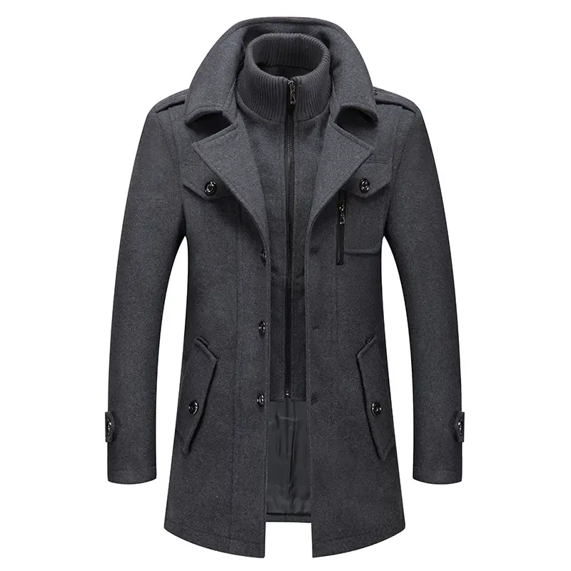 Trench Coat Woolen Overcoat Men's Winter Thin Coat Men Long Winter Coats 2022 New Autumn British Men's Long Black Slim Lapel