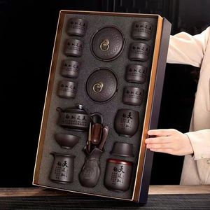 Juego de Té Kung <span class=keywords><strong>Fu</strong></span> de Arcilla Púrpura de Yixing, Tetera y Taza de Cerámica Hechas a Mano, Diseño Minimalista, Regalo de Cumpleaños, Juego Completo - Product Image 1