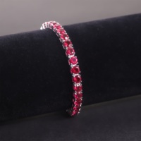 7IN Silber Edelstein Armband 5MM Pigeon Blood Red Lab Grown Ruby Silber Frauen Runde Tennis Armband