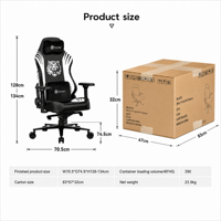 Chaise de jeu exécutive de style course automobile en cuir synthétique noir personnalisée, accoudoirs 4D, appui-tête magnétique, massage extensible, pivotante