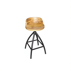 Taburete de bar moderno industrial de metal con asiento de madera, taburete de encimera de hierro Vintage para uso en restaurantes y hoteles - Product Image 1