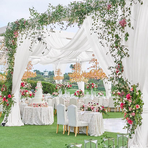 Elegant White Chiffon Fabric <b>Curtains</b> Soft Wedding and Birthday Stage Decoration Draping Backdrop - Product Image 2