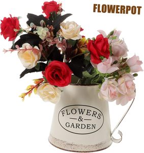 Arrosoir <span class=keywords><strong>d</strong></span>écoratif Arrangement floral Récipient Pot de fleur en métal vintage Farmhouse Home Office Desktop decor - Product Image 2