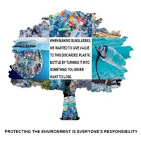 Lunettes de soleil à monture ronde unisexe, Gafas respectueux de l'environnement, en plastique d'océan recyclé, RPET gris bleu, verres polarisés, 2023