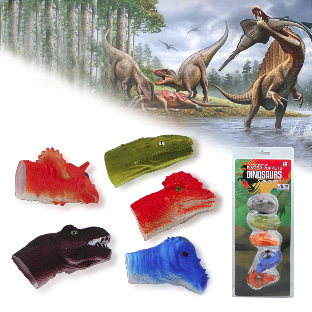 Лучший выбор 5 шт. резиновый динозавр рисунок игрушки для пальцев, Животное Ванна палец голова куклы для детей подарки для гостей