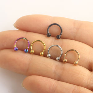 Anneaux de Septum de nez en fer à cheval en acier chirurgical, Piercing, balles et pointes, Cartilage, Helix, <span class=keywords><strong>Tragus</strong></span>, <span class=keywords><strong>boucle</strong></span> d'oreille, cerceau, sourcils, lèvre P, 16G - Product Image 5