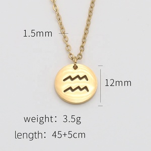 Hollow Round Brand 12 Constelaciones Gargantilla <span class=keywords><strong>de</strong></span> acero inoxidable Collar Mujeres Chapado en oro <span class=keywords><strong>de</strong></span> 18K Cadena <span class=keywords><strong>de</strong></span> clavícula <span class=keywords><strong>de</strong></span> acero inoxidable - Product Image 6