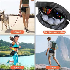 Riñonera de malla para deportes al aire libre personalizada, bolsa de Pickleball de gran capacidad, bolsa negra de cintura para pelota de tenis - Product Image 2