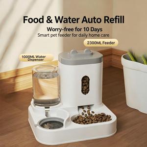 Distributore Doppio Cibo e Acqua per Animali Domestici Anti-Schizzi Impermeabile, Ricarica Semi-Automatica 2-in-1, Serbatoio Trasparente Grande Capacità per Cani e Gatti - Product Image 2