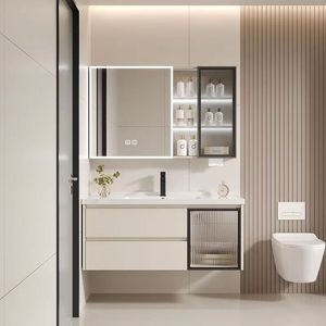 ตู้ห้องน้ำติดผนังดีไซน์ทันสมัยพร้อมกระจกอัจฉริยะมีไฟ LED คุณภาพสูง ปรับแต่งได้ เหมาะสำหรับโรงแรมและอพาร์ตเมนต์ - Product Image 6