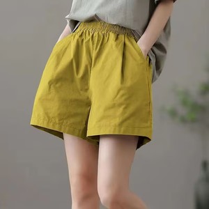 Women's Loose Elastic Waist Shorts Cotton Canvas Breathable Casual Pants Khaki Plus Size - Product Image 4