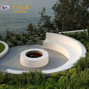 Nuevos Materiales de Construcción de Piedra, Banco de Piedra para Exteriores, Blanco Gris, Personalizable, Impermeable, Banco de Patio Duradero - Product Image 3