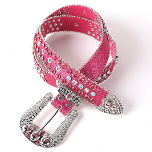 <span class=keywords><strong>Cintura</strong></span> Bling Rosa <span class=keywords><strong>con</strong></span> Strass, in Pelle PU Glitterata, Fibbia Western <span class=keywords><strong>con</strong></span> Borchie di Cristallo, Perfetta per Jeans Y2K e Abbigliamento da Festa - Product Image 4