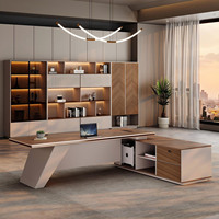 Meubles de bureau de luxe, chaise de bureau pivotante à dossier haut pour patron, table de direction pour président, PDG, style traditionnel