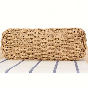 กระเป๋าถือสะพายไหล่เดี่ยวทำมือประดับมุกสำหรับผู้หญิง กระเป๋าสานทรงสี่เหลี่ยมสำหรับฤดูร้อน ชายหาด ทะเล เหมาะสำหรับวันหยุด - Product Image 6