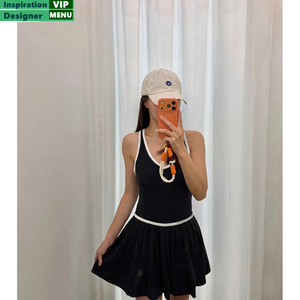 <span class=keywords><strong>Maillot</strong></span> <span class=keywords><strong>de</strong></span> <span class=keywords><strong>bain</strong></span> une pièce à jupe pour femmes, couleur unie, bordure contrastée, séchage rapide, pour la plage et la piscine - Product Image 2