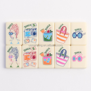 Miss Girly Out of the Office - Fichas de Mahjong Azules a Cuadros, Venta al por Mayor, Personalizadas, Mini, de Viaje, 160 Fichas, Acrílicas, de una Sola Capa - Product Image 5