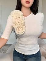 T-shirt tendance pour femme, T-shirt à manches courtes pour femme, T-shirt à col asymétrique pour femme, Blouses pour femme