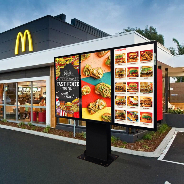High-Resolution 43/49//55/Inch Outdoor LCD Digital Signage Menu Board by McDonald's for Video Display