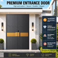 Puerta de Entrada Comercial de Aluminio Fundido Minimalista de Lujo, Puerta de Seguridad Tallada con Precisión para Villa, Personalizada, Antirrobo, para Exteriores 5