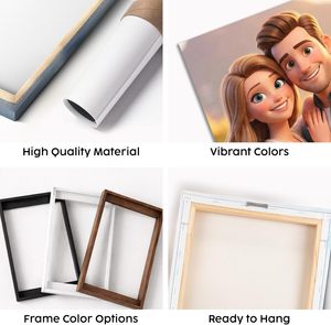 Cuadro de Lienzo Personalizado con Retrato de Dibujos Animados de 20*20CM, Póster de <span class=keywords><strong>Foto</strong></span> Animada Personalizada, Arte en Lienzo Enmarcado para Decoración del Hogar, Día de la Madre, Aniversario - Product Image 6