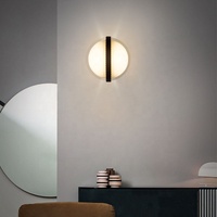 Applique Murale LED Moderne et Simple en Forme de Boule avec Abat-jour Noir, IRC Élevé 90, Idéale pour Couloir, Allée, Balcon, Extérieur, Jardin et Éclairage de Bar