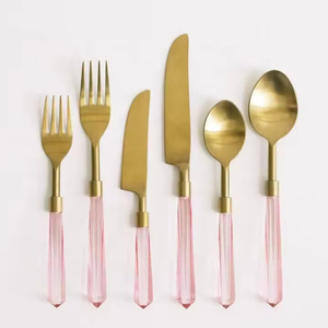 Juego de cubiertos dorados para mesa, utensilios de comedor para el hogar, cocina, restaurante, boda, juego de cubiertos. - Product Image 1
