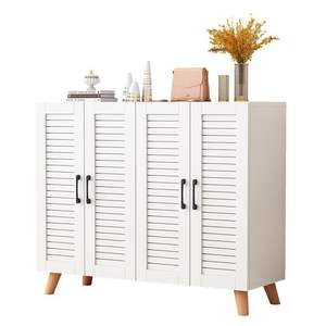 Modern <b>Shoe</b> <b>Cabinet</b> With Sliding Doors <b>Large</b> Capacity <b>Storage</b> For Living Room Entryway Organizer Gray White Design - Product Image 2