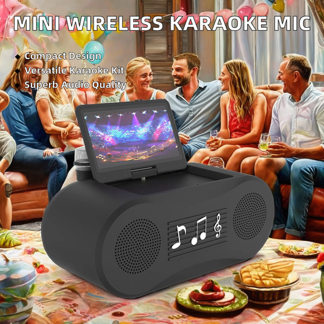 Portable Mini Handheld Wireless Karaoke Speaker with 6T Audio Player and Microphone Outdoor Karaoke Mic Play