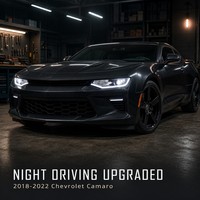 12V 35W 4600 Lumens LED Headlamp for Chevrolet Camaro SS 2018-2022 Smoked Black Housing L Shape DRL for Camaro SS Headlights