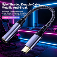 Câble de Carte Son Externe 2-en-1 pour Écouteurs et Microphone, Répartiteur Audio Tressé en Nylon pour PS4, Casques, Haut-parleurs, Jeux et Appels Vocaux