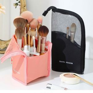Sac de maquillage cosmétique pour femmes, grande capacité, porte-pinceaux, rangement avec fermeture éclair, cadeaux d'anniversaire, de mariage, de la Saint-Valentin - Product Image 1