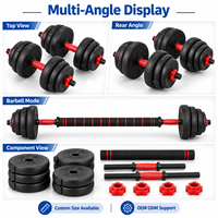 Ensemble de poids réglables de 20 kg, haltères détachables, barre de musculation, kettlebell, combo en fonte, équipement de musculation pour la salle de sport