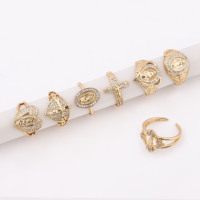 Nouvelles bagues religieuses catholiques en laiton plaqué or 18 carats, serties de zircon, motif Vierge Marie de Guadalupe, pour femmes, Oro Laminado Anillos