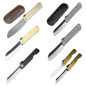 Coltello Tascabile Giapponese <span class=keywords><strong>Higonokami</strong></span>, Coltello Pieghevole con Lama in Acciaio Damascato e Manico in Rame, Coltelli da Sopravvivenza, Strumenti Tattici per Caccia e EDC - Product Image 1