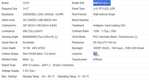 Écran LCD pour ordinateur portable MNE007QS3-5 en stock, 14,0 pouces, 1920(RGB)*1200 eDP 30 broches, luminosité 300, écran fin avec driver LED - Product Image 3