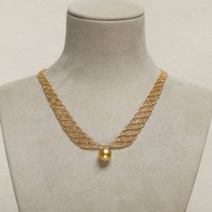 Collar de encaje dorado de 18K para mujer, Perla de mar 5A, cadena ajustable para regalo - Product Image 1