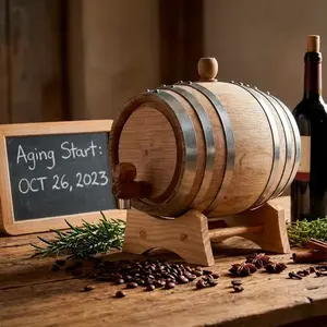 Barril de Roble Blanco de 5 Litros con Bandas Metálicas Galvanizadas y Tapón y Llave para Almacenamiento de Cerveza y Licores - Product Image 5