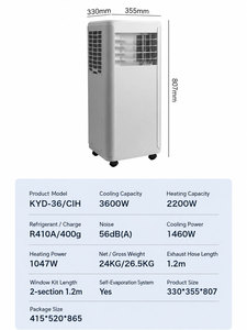 <span class=keywords><strong>Climatiseur</strong></span> électrique <span class=keywords><strong>portable</strong></span> en plastique, unité de refroidissement mobile pour la maison, la voiture, le camping-car et l'extérieur, avec prises US et AU - Product Image 6