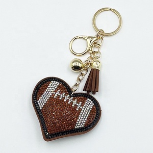 Wholesale Rhinestone Sports Keychain Heart Baseball Basketball Bag Pendant <b>Game</b> Day Bag <b>Accessory</b> with Tassel - Product Image 3