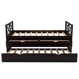 Tempat tidur ruang tamu Modern furnitur tempat tidur kayu <span class=keywords><strong>Sofa</strong></span> dengan laci penyimpanan - Product Image 1