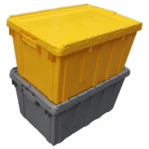 Attached Lid Tote (Set of 3) - 22x15x10 Industrial Strength Round Trip Tote.