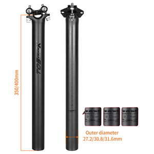 TOSEEK T700 - Tige de selle de vélo de route et VTT en fibre de carbone, diamètre 27,2/30,8/31,6 mm, longueur 350/400 mm, recul 0 mm, ultra légère 205-265 g - Product Image 3