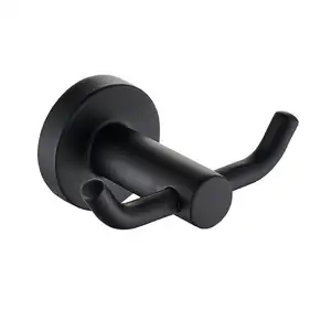 Black Wall Mounted Bathroom Double Hook