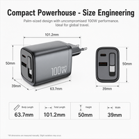Chargeur GaN 100W PD Super Rapide avec Ports QC3.0 Type-C et Câble Magnétique Rétractable pour Tablette et Mobile
