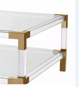 Mesa <span class=keywords><strong>de</strong></span> <span class=keywords><strong>Centro</strong></span> <span class=keywords><strong>de</strong></span> Acrílico <span class=keywords><strong>de</strong></span> Lujo Personalizada con Diseño Exquisito, Acabado Moderno en Latón Dorado, Garantía <span class=keywords><strong>de</strong></span> Calidad para Sala <span class=keywords><strong>de</strong></span> Estar y Uso en Hoteles - Product Image 3