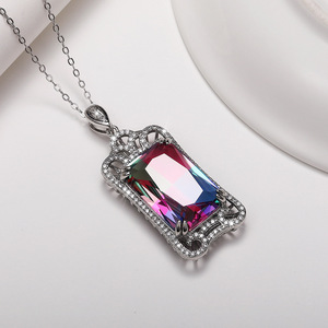 Collar con colgante de piedra colorida para mujer, regalo de joyería de moda de estilo vintage - Product Image 6