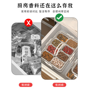 <b>Kitchen</b> Spice <b>Storage</b> Box Divided <b>Container</b> With Lid Food Grade Plastic For Seasonings And Herbs - Product Image 5