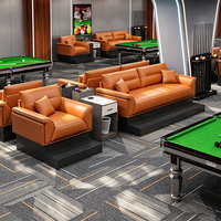 Ensemble de canapés en cuir avec table basse pour salles de billard, de mahjong et d'échecs - Usage commercial, simplicité moderne, personnalisable